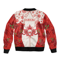 Christmas Canada Hockey Sleeve Zip Bomber Jacket Merry Hockey-Mas Maple Leaves Pattern - Wonder Print Shop