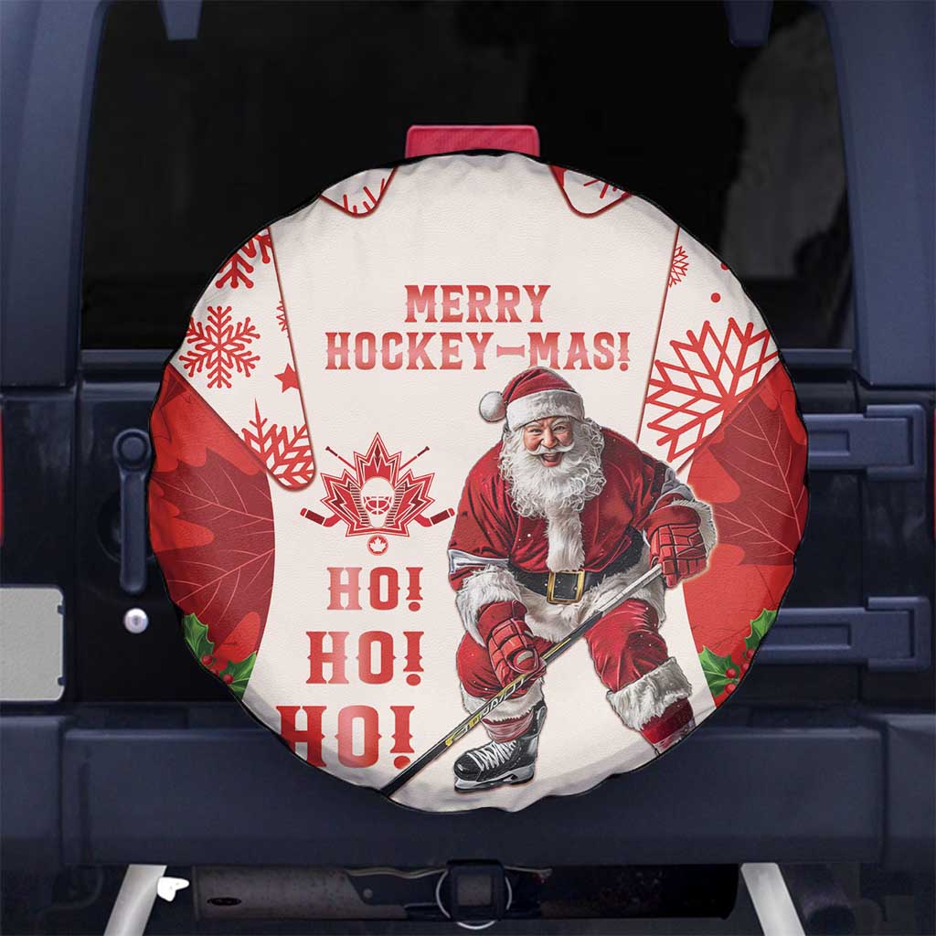 Christmas Canada Hockey Spare Tire Cover Merry Hockey-Mas Maple Leaves Pattern - Wonder Print Shop