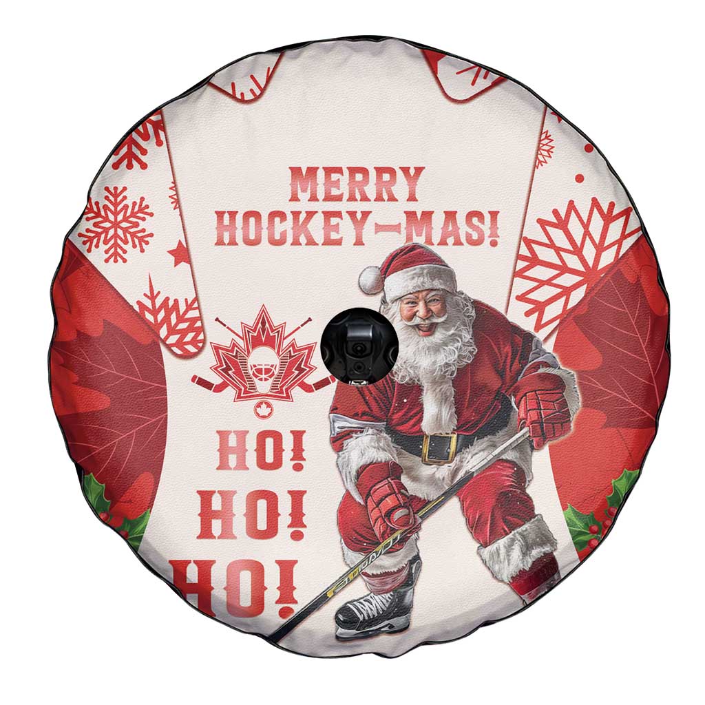 Christmas Canada Hockey Spare Tire Cover Merry Hockey-Mas Maple Leaves Pattern - Wonder Print Shop