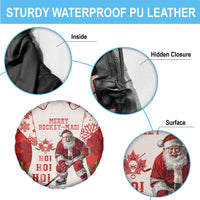 Christmas Canada Hockey Spare Tire Cover Merry Hockey-Mas Maple Leaves Pattern - Wonder Print Shop