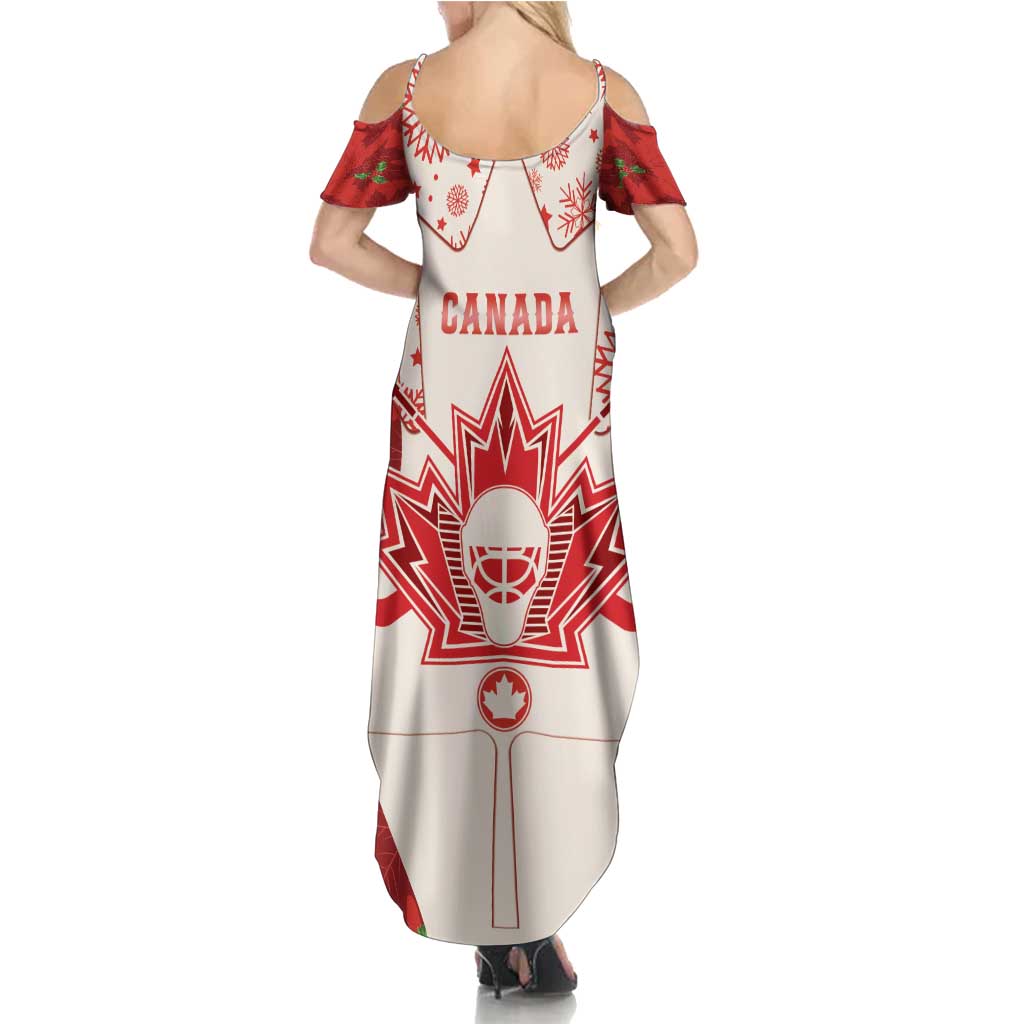 Christmas Canada Hockey Summer Maxi Dress Merry Hockey-Mas Maple Leaves Pattern - Wonder Print Shop