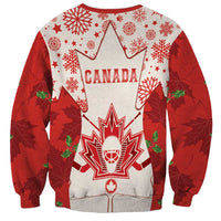 Christmas Canada Hockey Sweatshirt Merry Hockey-Mas Maple Leaves Pattern - Wonder Print Shop