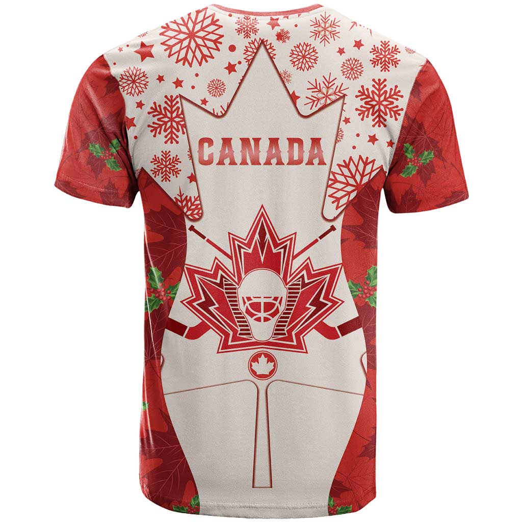Christmas Canada Hockey T Shirt Merry Hockey-Mas Maple Leaves Pattern - Wonder Print Shop