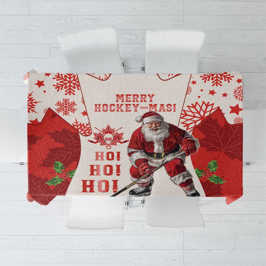Christmas Canada Hockey Tablecloth Merry Hockey-Mas Maple Leaves Pattern - Wonder Print Shop