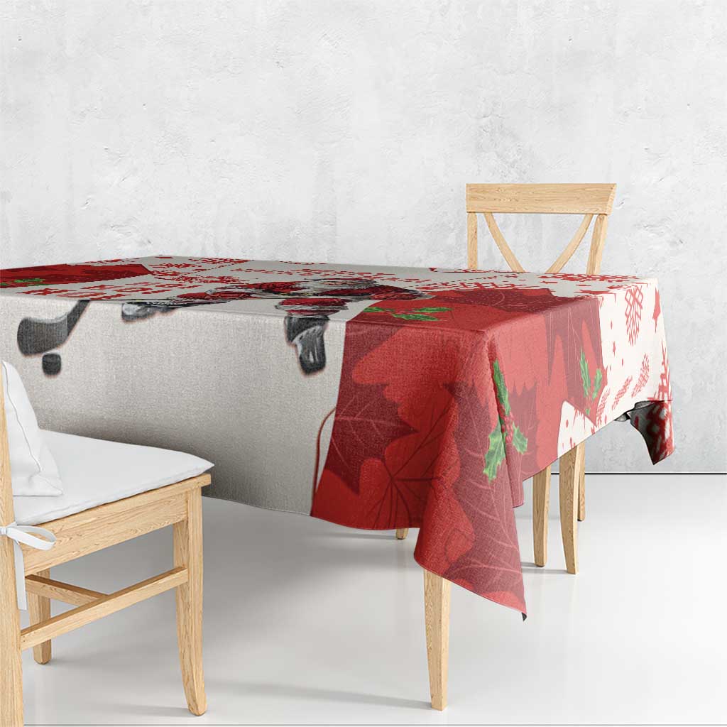 Christmas Canada Hockey Tablecloth Merry Hockey-Mas Maple Leaves Pattern - Wonder Print Shop