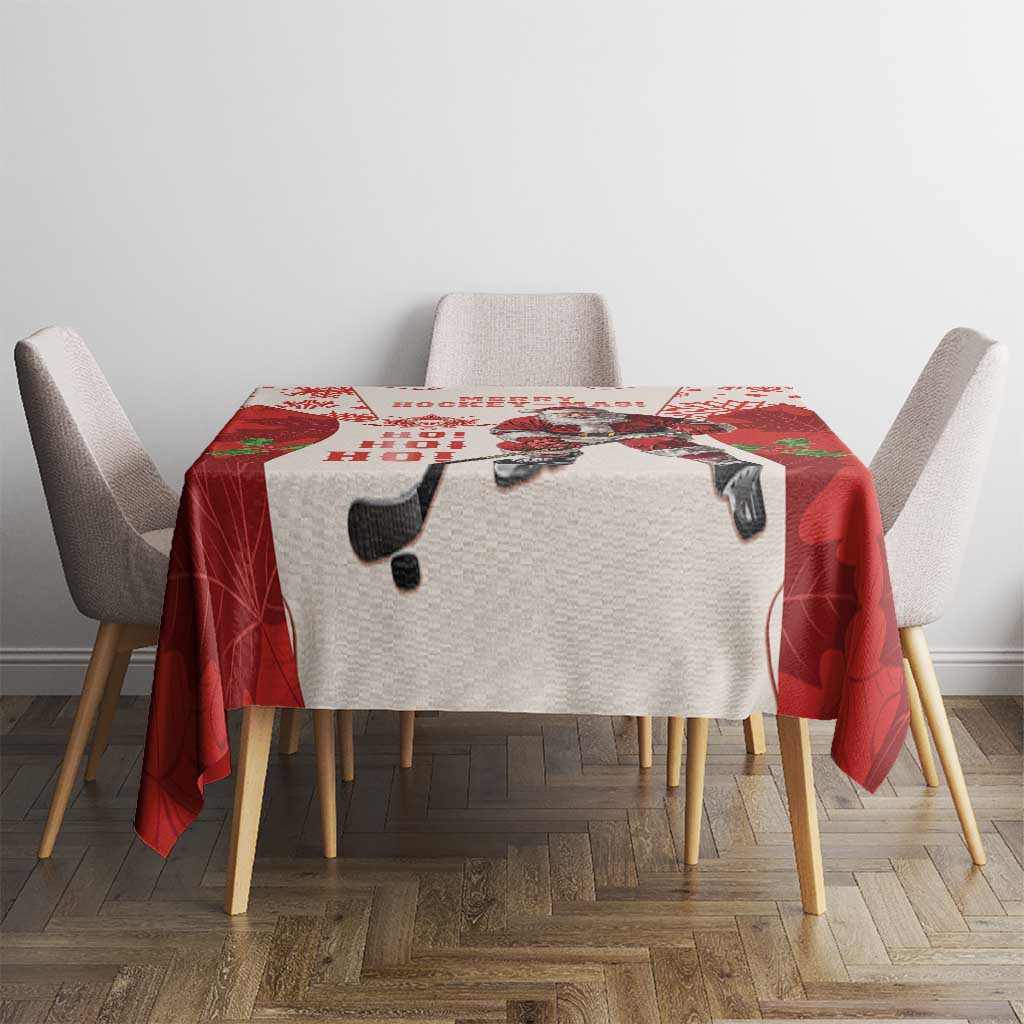Christmas Canada Hockey Tablecloth Merry Hockey-Mas Maple Leaves Pattern - Wonder Print Shop