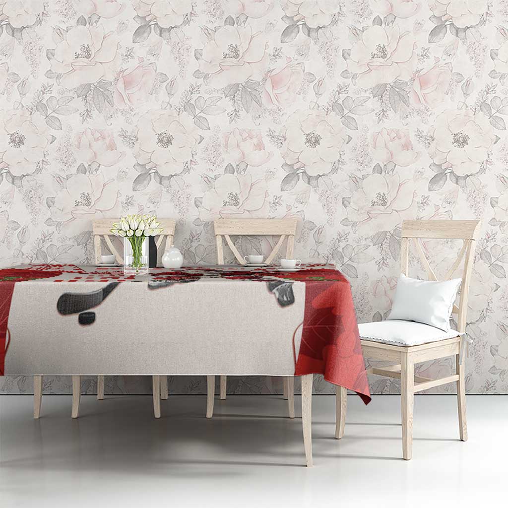 Christmas Canada Hockey Tablecloth Merry Hockey-Mas Maple Leaves Pattern - Wonder Print Shop