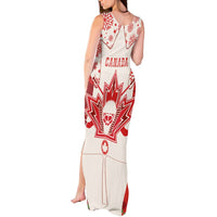 Christmas Canada Hockey Tank Maxi Dress Merry Hockey-Mas Maple Leaves Pattern - Wonder Print Shop