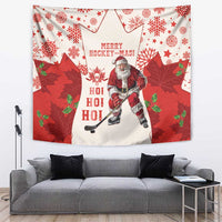 Christmas Canada Hockey Tapestry Merry Hockey-Mas Maple Leaves Pattern - Wonder Print Shop
