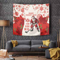 Christmas Canada Hockey Tapestry Merry Hockey-Mas Maple Leaves Pattern - Wonder Print Shop