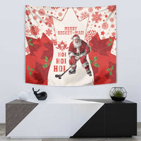 Christmas Canada Hockey Tapestry Merry Hockey-Mas Maple Leaves Pattern - Wonder Print Shop