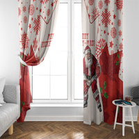 Christmas Canada Hockey Window Curtain Merry Hockey-Mas Maple Leaves Pattern - Wonder Print Shop