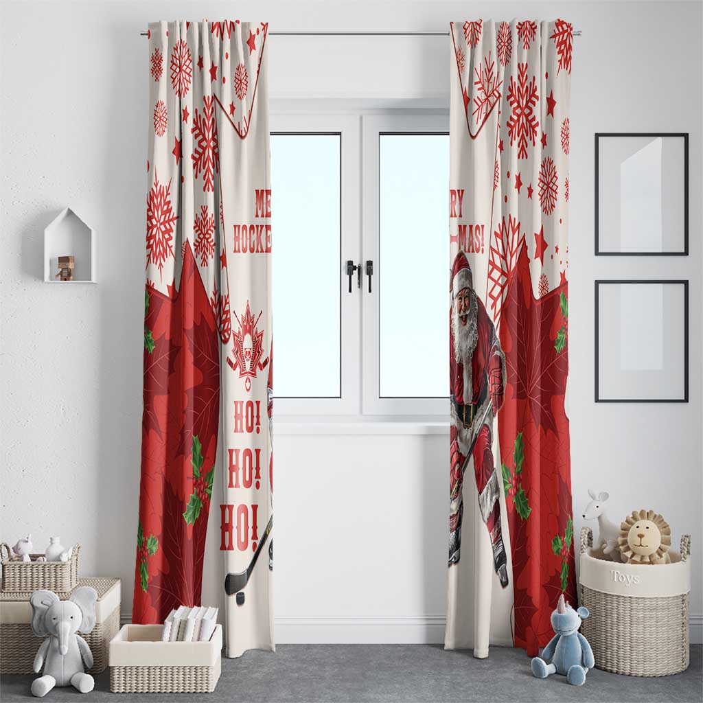 Christmas Canada Hockey Window Curtain Merry Hockey-Mas Maple Leaves Pattern - Wonder Print Shop