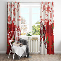 Christmas Canada Hockey Window Curtain Merry Hockey-Mas Maple Leaves Pattern - Wonder Print Shop