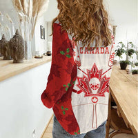 Christmas Canada Hockey Women Casual Shirt Merry Hockey-Mas Maple Leaves Pattern - Wonder Print Shop