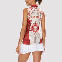 Christmas Canada Hockey Women Sleeveless Polo Shirt Merry Hockey-Mas Maple Leaves Pattern - Wonder Print Shop