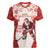 Christmas Canada Hockey Women V-Neck T-Shirt Merry Hockey-Mas Maple Leaves Pattern - Wonder Print Shop
