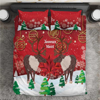 Christmas Canada Bedding Set Joyeux Noel - Caribou With Maple Leaf - Wonder Print Shop