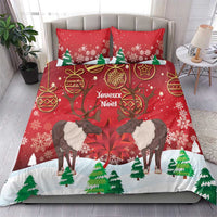 Christmas Canada Bedding Set Joyeux Noel - Caribou With Maple Leaf - Wonder Print Shop