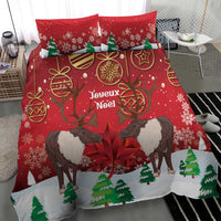 Christmas Canada Bedding Set Joyeux Noel - Caribou With Maple Leaf - Wonder Print Shop