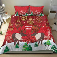 Christmas Canada Bedding Set Joyeux Noel - Caribou With Maple Leaf - Wonder Print Shop