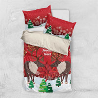 Christmas Canada Bedding Set Joyeux Noel - Caribou With Maple Leaf - Wonder Print Shop