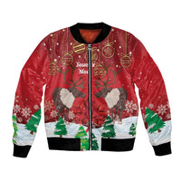 Christmas Canada Bomber Jacket Joyeux Noel - Caribou With Maple Leaf - Wonder Print Shop