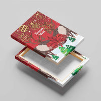 Christmas Canada Canvas Wall Art Joyeux Noel - Caribou With Maple Leaf - Wonder Print Shop