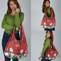 Christmas Canada Grocery Bag Joyeux Noel - Caribou With Maple Leaf