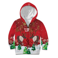 Christmas Canada Kid Hoodie Joyeux Noel - Caribou With Maple Leaf - Wonder Print Shop