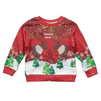 Christmas Canada Kid Ugly Christmas Sweater Joyeux Noel - Caribou With Maple Leaf - Wonder Print Shop