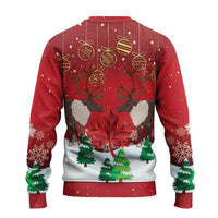 Christmas Canada Ugly Christmas Sweater Joyeux Noel - Caribou With Maple Leaf - Wonder Print Shop