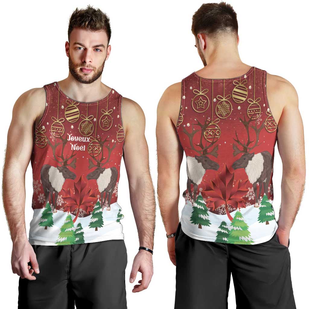 Christmas Canada Men Tank Top Joyeux Noel - Caribou With Maple Leaf - Wonder Print Shop
