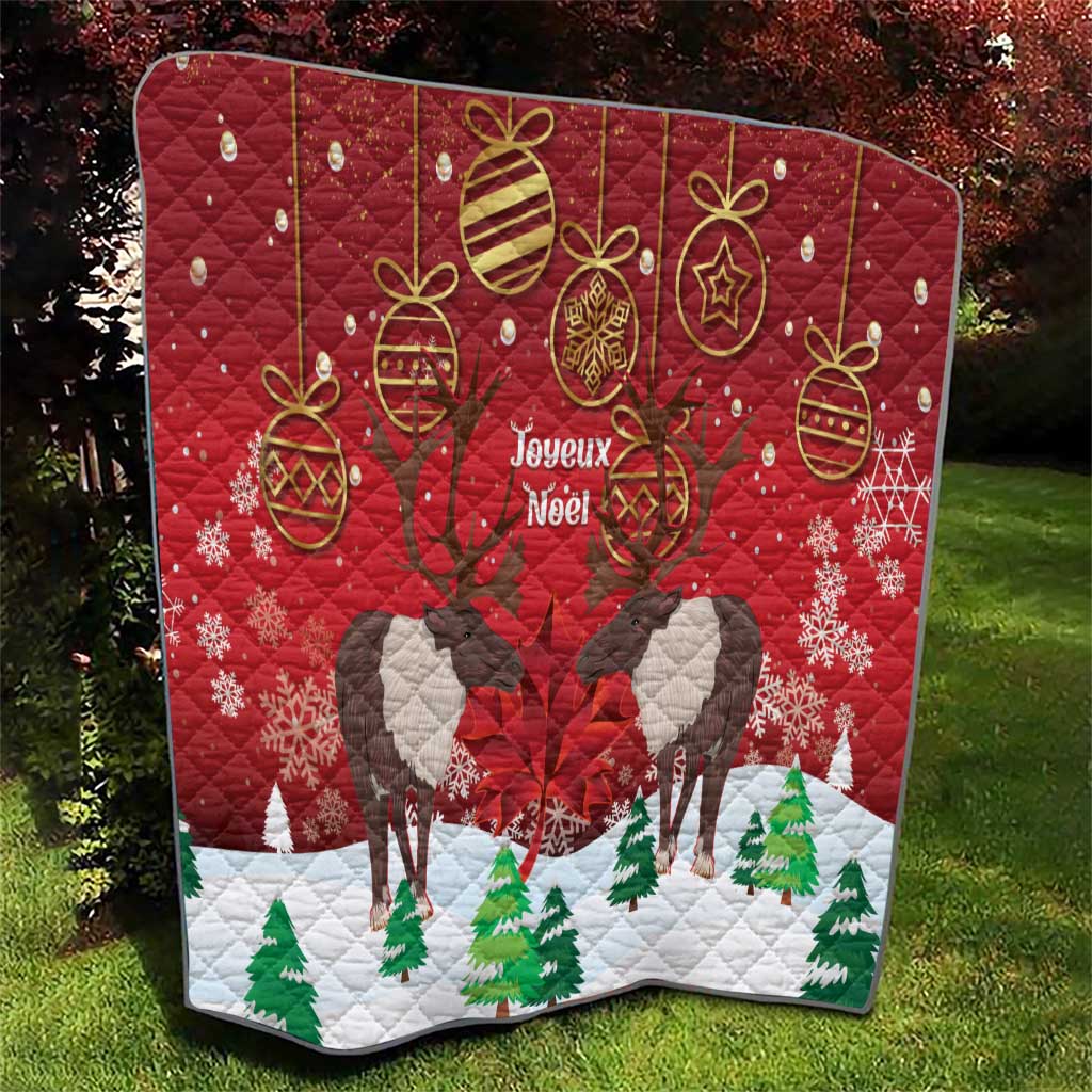 Christmas Canada Quilt Joyeux Noel - Caribou With Maple Leaf - Wonder Print Shop