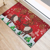 Christmas Canada Rubber Doormat Joyeux Noel - Caribou With Maple Leaf - Wonder Print Shop
