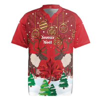 Christmas Canada Rugby Jersey Joyeux Noel - Caribou With Maple Leaf - Wonder Print Shop