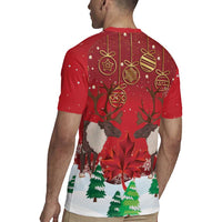 Christmas Canada Rugby Jersey Joyeux Noel - Caribou With Maple Leaf - Wonder Print Shop