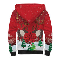 Christmas Canada Sherpa Hoodie Joyeux Noel - Caribou With Maple Leaf - Wonder Print Shop