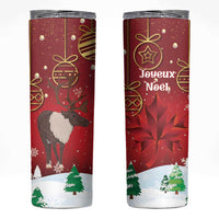 Christmas Canada Skinny Tumbler Joyeux Noel - Caribou With Maple Leaf - Wonder Print Shop