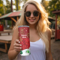 Christmas Canada Skinny Tumbler Joyeux Noel - Caribou With Maple Leaf - Wonder Print Shop