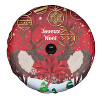 Christmas Canada Spare Tire Cover Joyeux Noel - Caribou With Maple Leaf - Wonder Print Shop