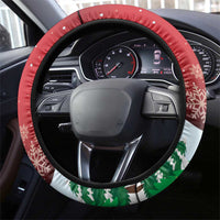 Christmas Canada Steering Wheel Cover Joyeux Noel - Caribou With Maple Leaf - Wonder Print Shop