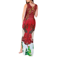 Christmas Canada Tank Maxi Dress Joyeux Noel - Caribou With Maple Leaf - Wonder Print Shop