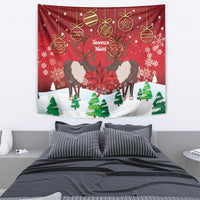 Christmas Canada Tapestry Joyeux Noel - Caribou With Maple Leaf - Wonder Print Shop