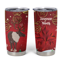 Christmas Canada Tumbler Cup Joyeux Noel - Caribou With Maple Leaf - Wonder Print Shop