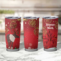 Christmas Canada Tumbler Cup Joyeux Noel - Caribou With Maple Leaf - Wonder Print Shop