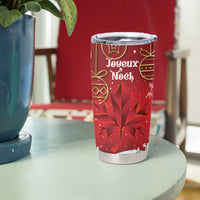 Christmas Canada Tumbler Cup Joyeux Noel - Caribou With Maple Leaf - Wonder Print Shop