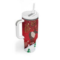 Christmas Canada Tumbler With Handle Joyeux Noel - Caribou With Maple Leaf - Wonder Print Shop