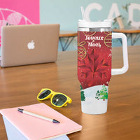 Christmas Canada Tumbler With Handle Joyeux Noel - Caribou With Maple Leaf - Wonder Print Shop