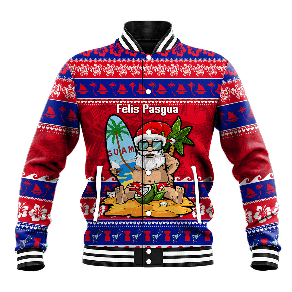 Custom Guam Christmas Baseball Jacket Guaman Santas Felis Pasgua - Wonder Print Shop